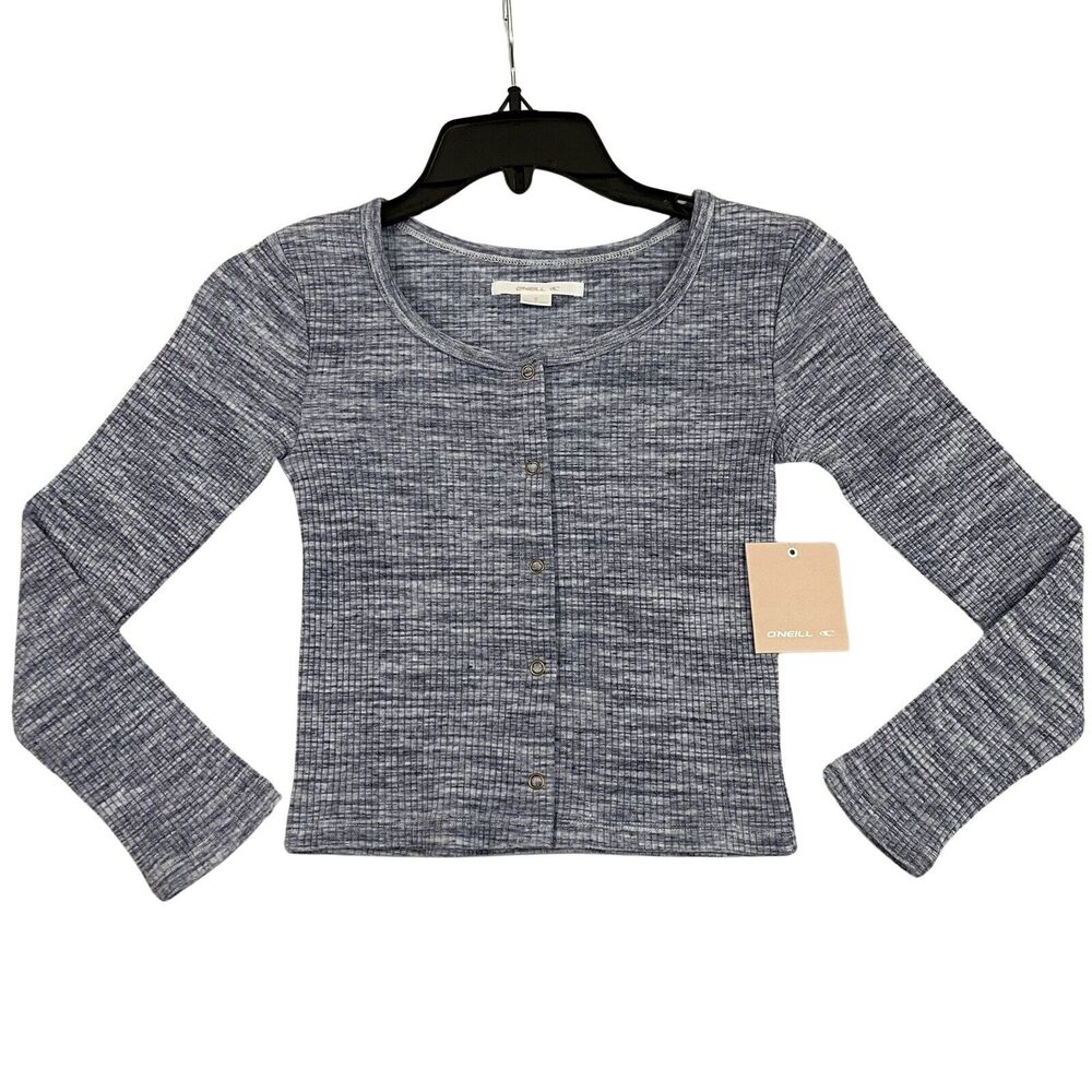 O'Neill Shirt Girls Size Small Slate Blue Tonya Long Sleeve Button Up MSRP $35